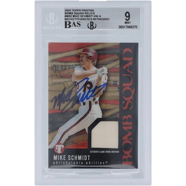 Mike Schmidt Signed 2003 Topps Pristine Bomb Squad Jersey Relic Card | Beckett Graded 9