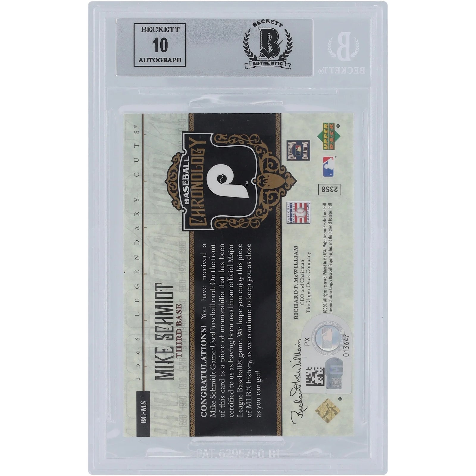 Mike Schmidt Signed 2006 Upper Deck SP Legendary Cuts Card | Graded 9