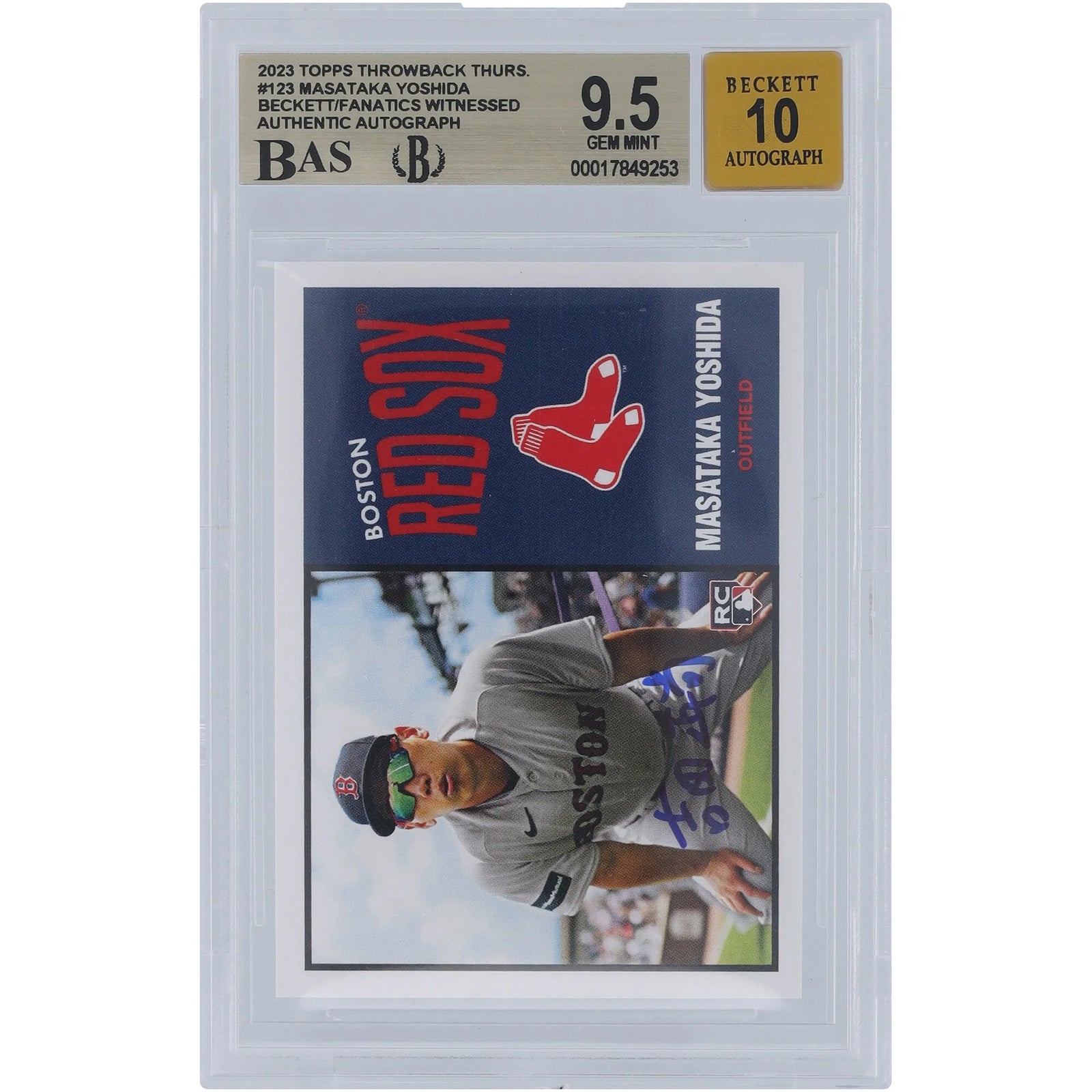Masataka Yoshida Signed 2023 Topps Throwback Thursday Rookie #123 Card | Graded 9.5