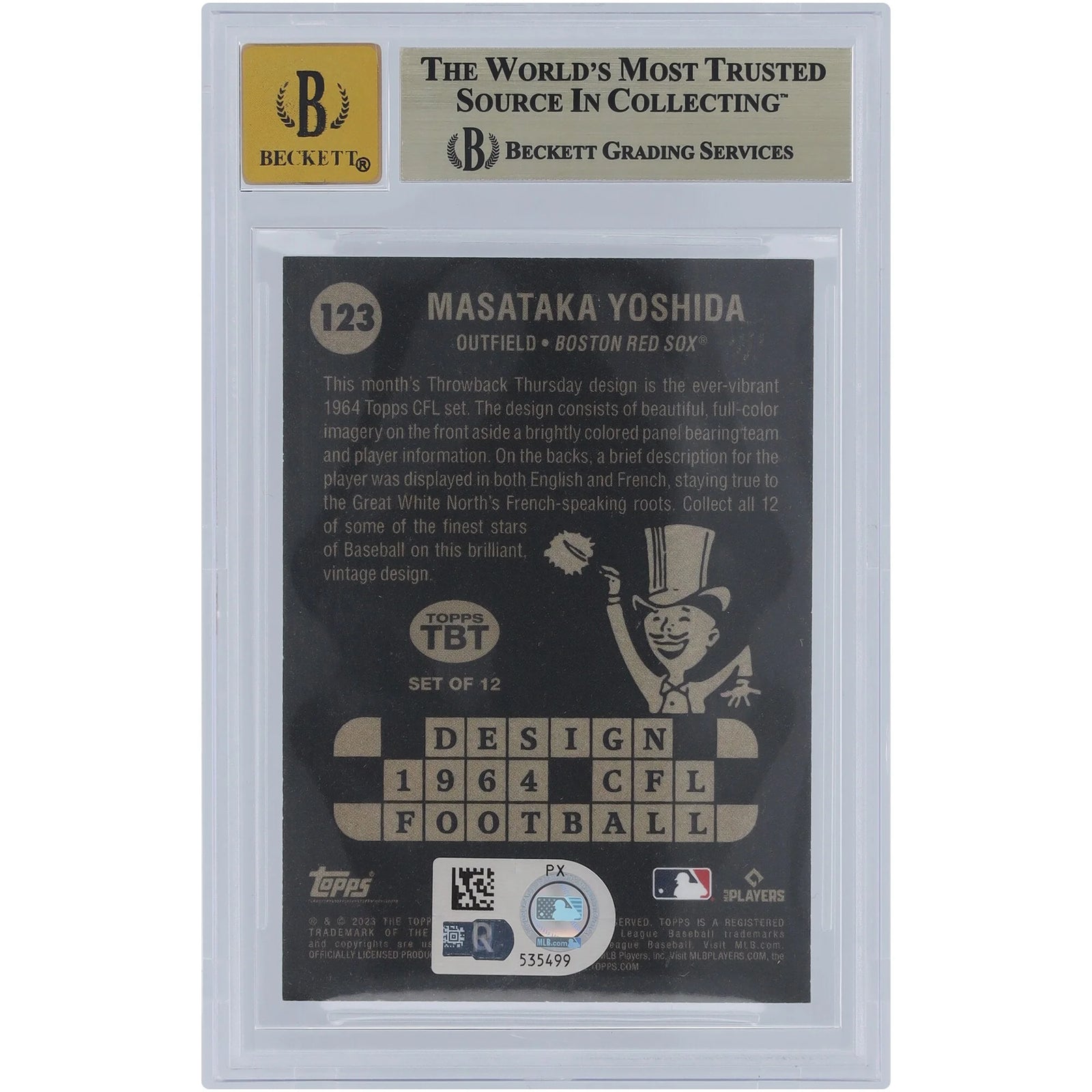Masataka Yoshida Signed 2023 Topps Throwback Thursday Rookie #123 Card | Graded 9.5