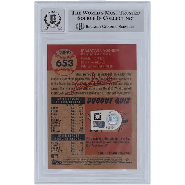 Masataka Yoshida Signed 2023 Topps Living #653 Rookie Card | Beckett Authenticated 9