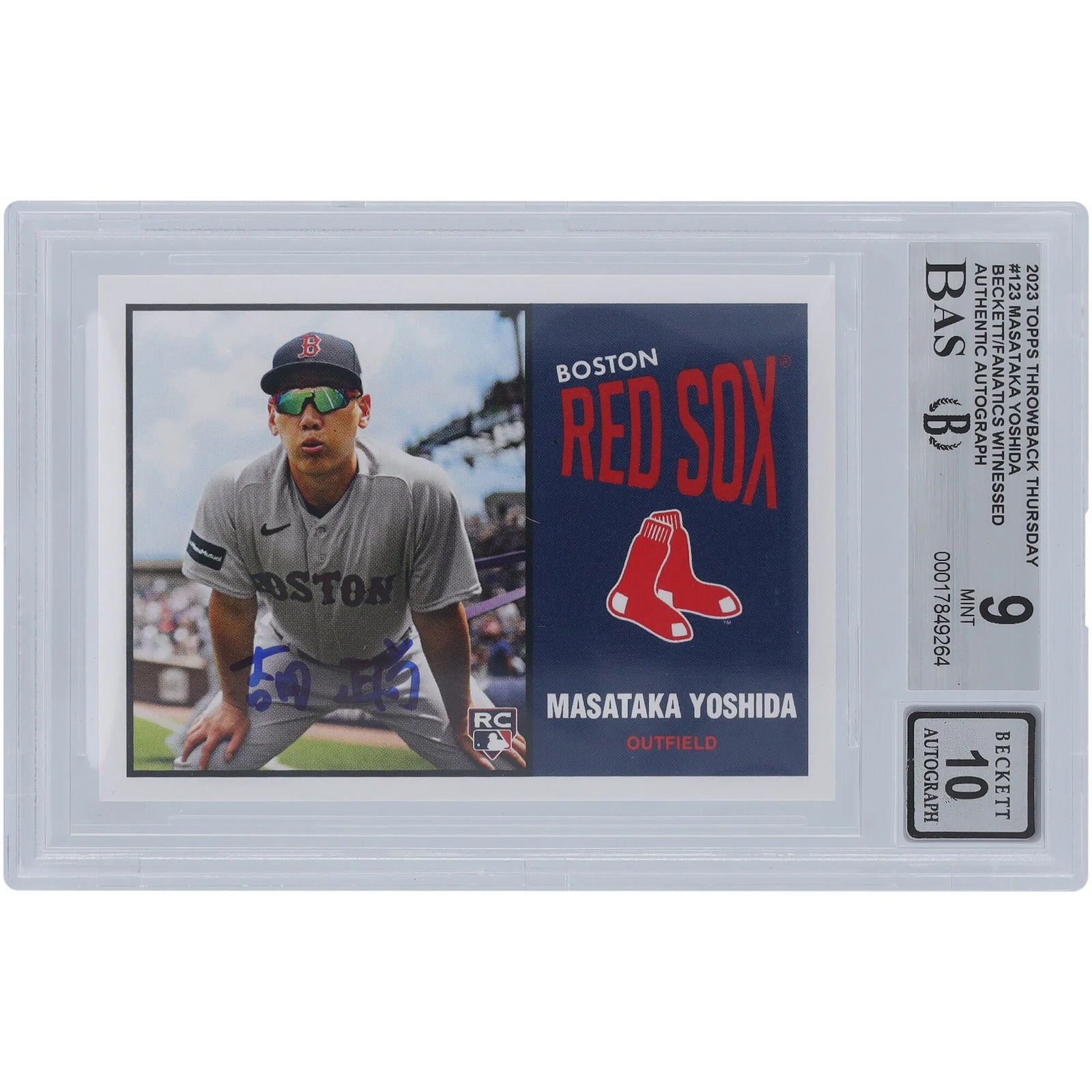 Masataka Yoshida Signed 2023 Topps Throwback Thursday Rookie #123 Card | Beckett 9