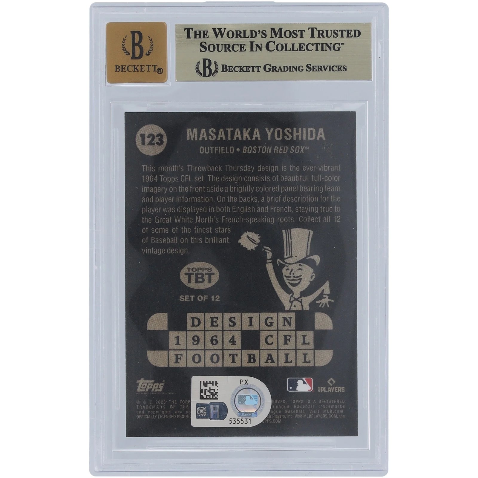 Masataka Yoshida Signed 2023 Topps Throwback Thursday #123 Rookie Card | Graded 9.5