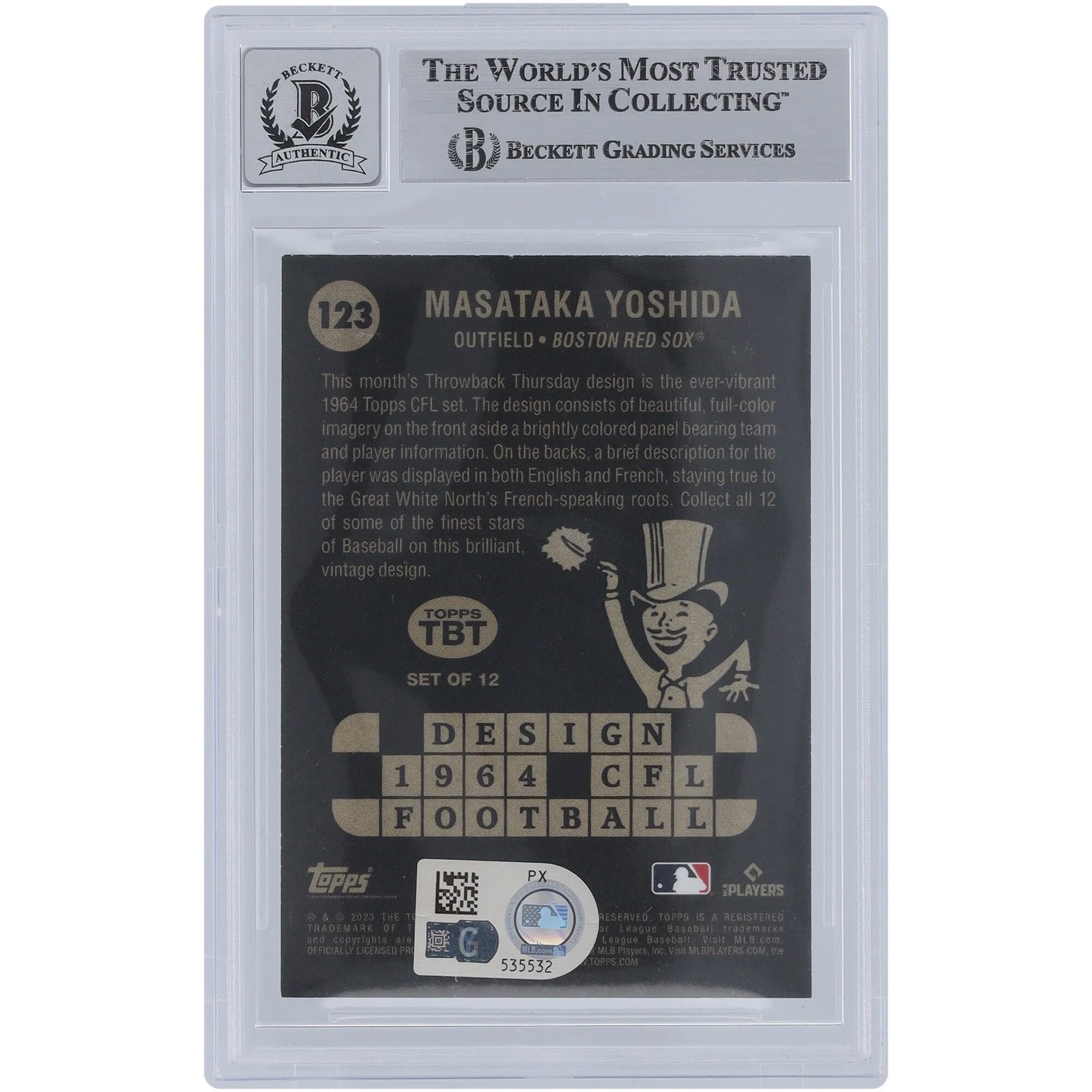Masataka Yoshida Signed 2023 Topps Throwback Thursday #123 | Graded 9