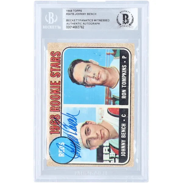 Johnny Bench Signed 1968 Topps #247 Rookie Card | Beckett Authenticated