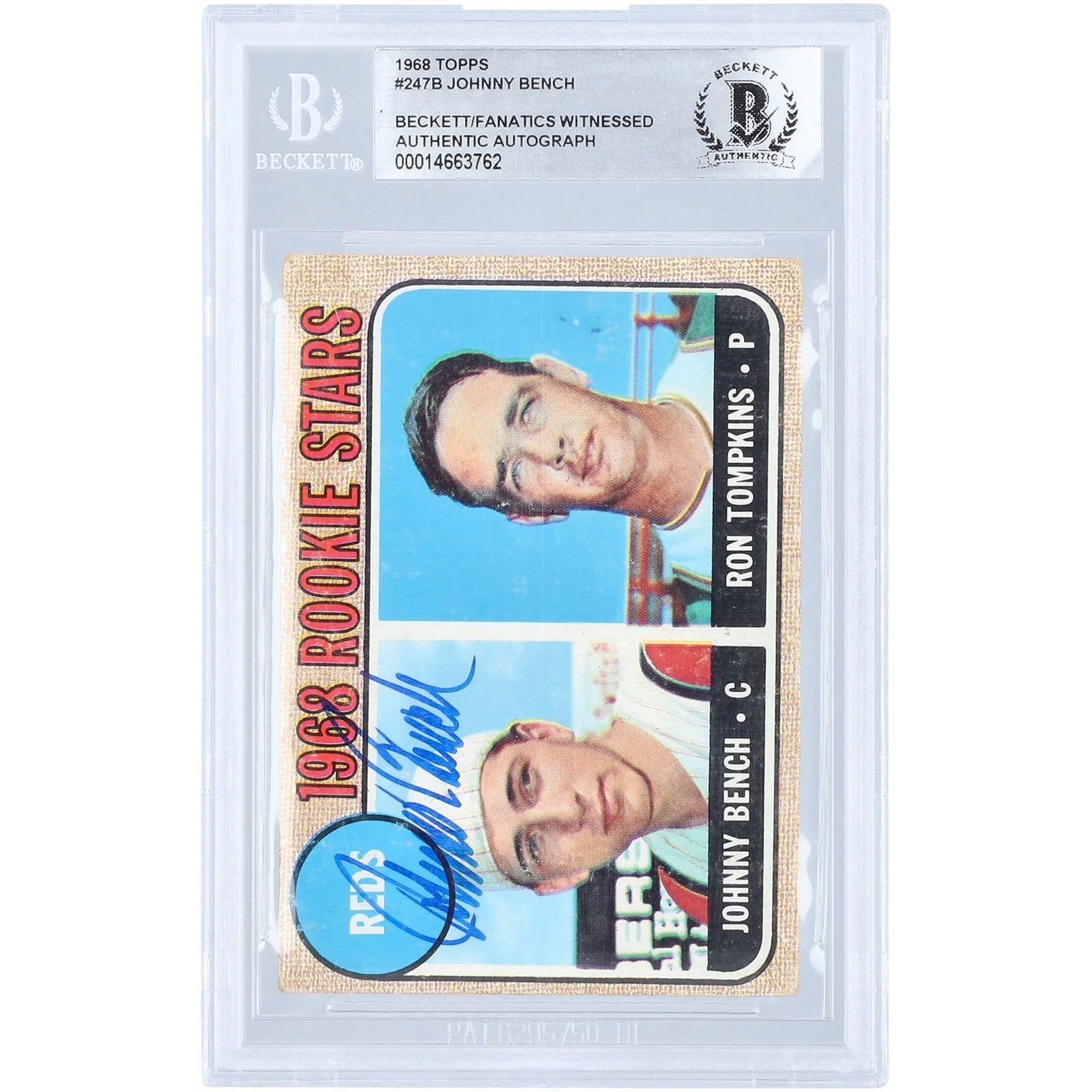 Johnny Bench Signed 1968 Topps #247 Rookie Card | Beckett Authenticated