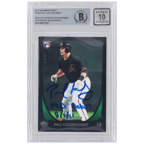 Paul Goldschmidt Signed 2011 Bowman Draft #108 Rookie Card | MLB Debut Inscription