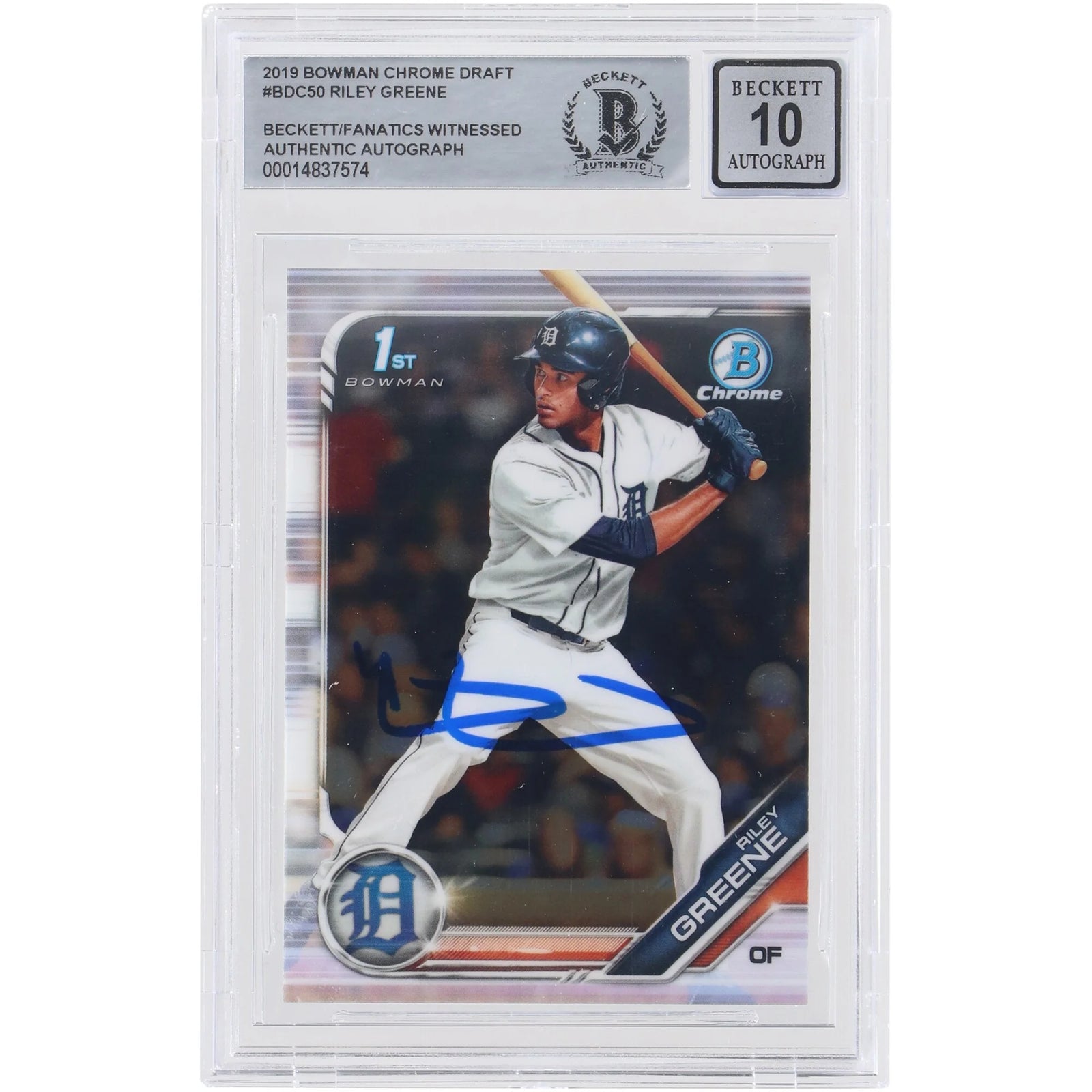 Riley Greene Signed 2019 Bowman Draft Chrome #BDC-50 | BGS 10