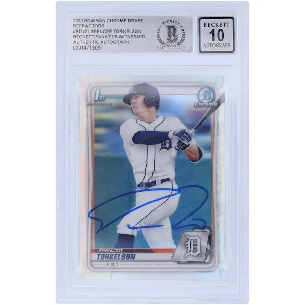 Spencer Torkelson Signed 2020 Bowman Draft Chrome Refractor #BD-121 | BGS 10