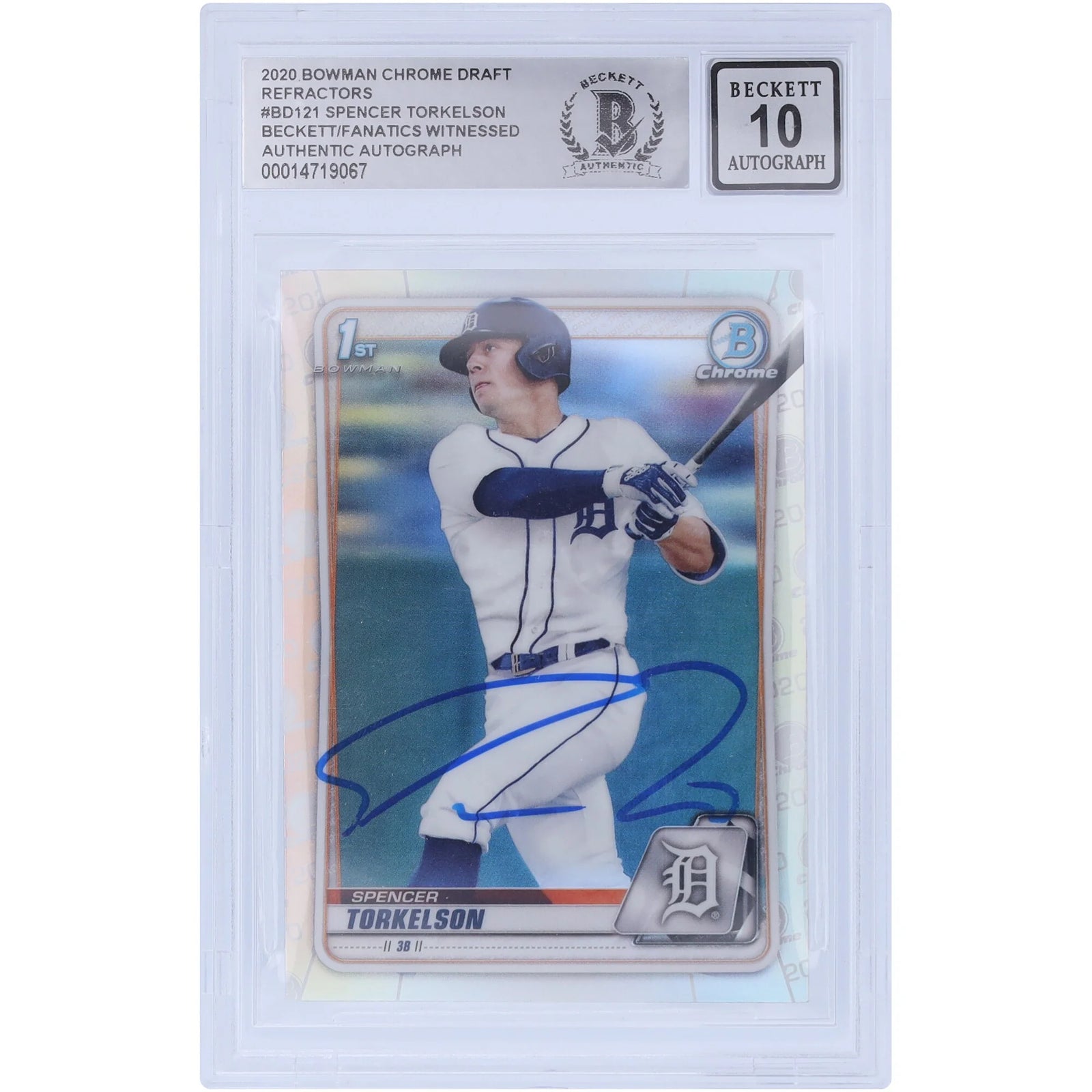 Spencer Torkelson Signed 2020 Bowman Draft Chrome Refractor #BD-121 | BGS 10