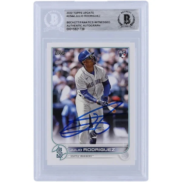 Julio Rodriguez Seattle Mariners Autographed 2022 Topps Update #US44 Beckett Fanatics Witnessed Authenticated Rookie Card - F2