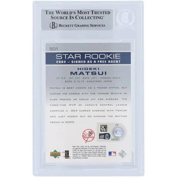 Hideki Matsui Signed 2003 Upper Deck Series 2 #501 Rookie Card | Beckett Authenticated
