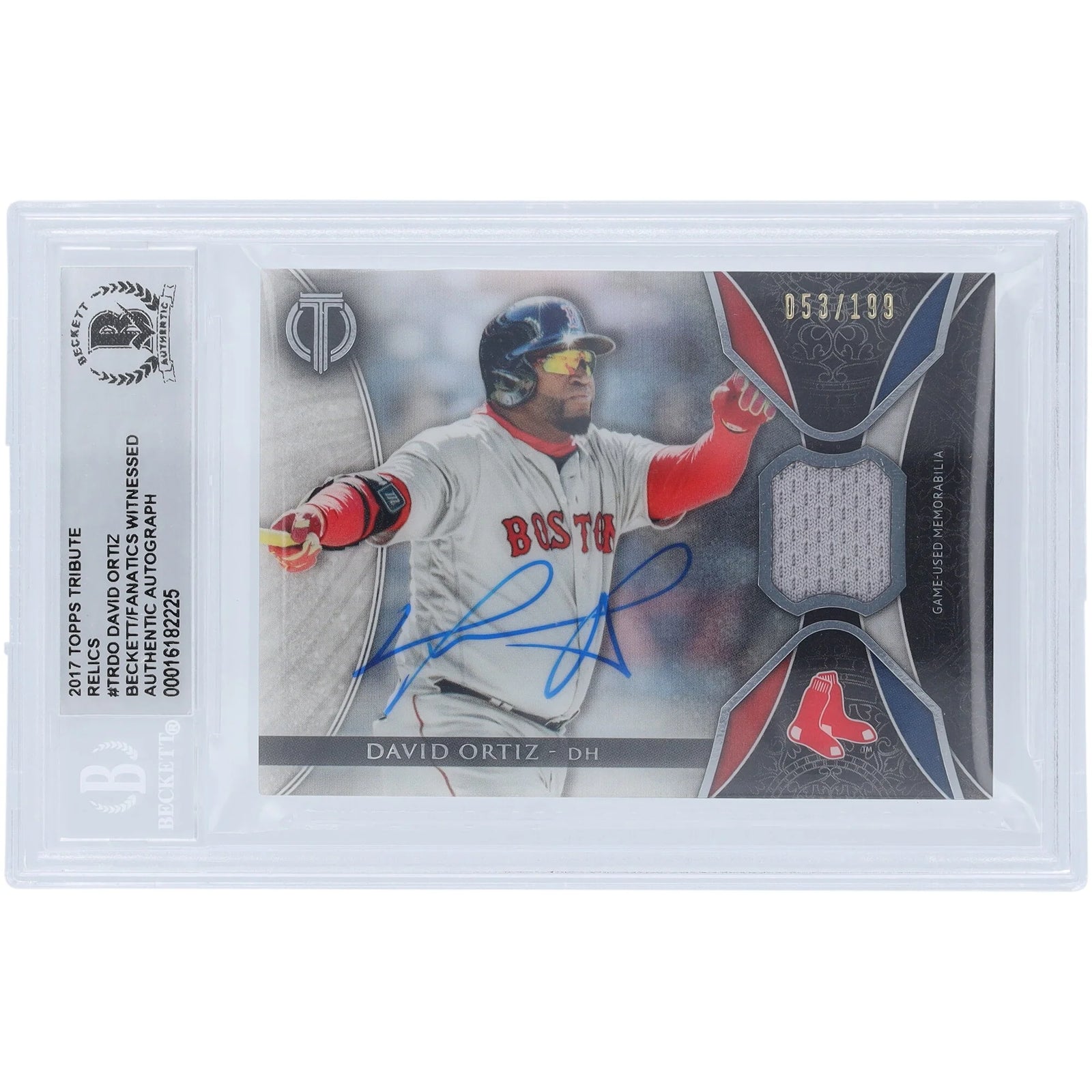 David Ortiz Signed 2017 Topps Tribute Relic Card | #/199 Beckett Authenticated