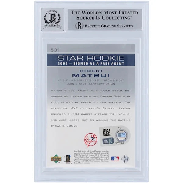 Hideki Matsui Signed 2003 Upper Deck Series 2 #501 Rookie Card | Graded 10