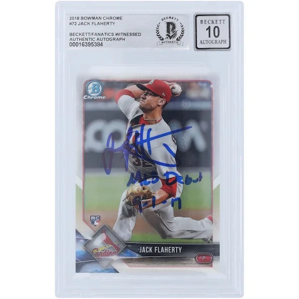 Jack Flaherty Signed 2018 Bowman Chrome #72 Rookie Card | Beckett 10