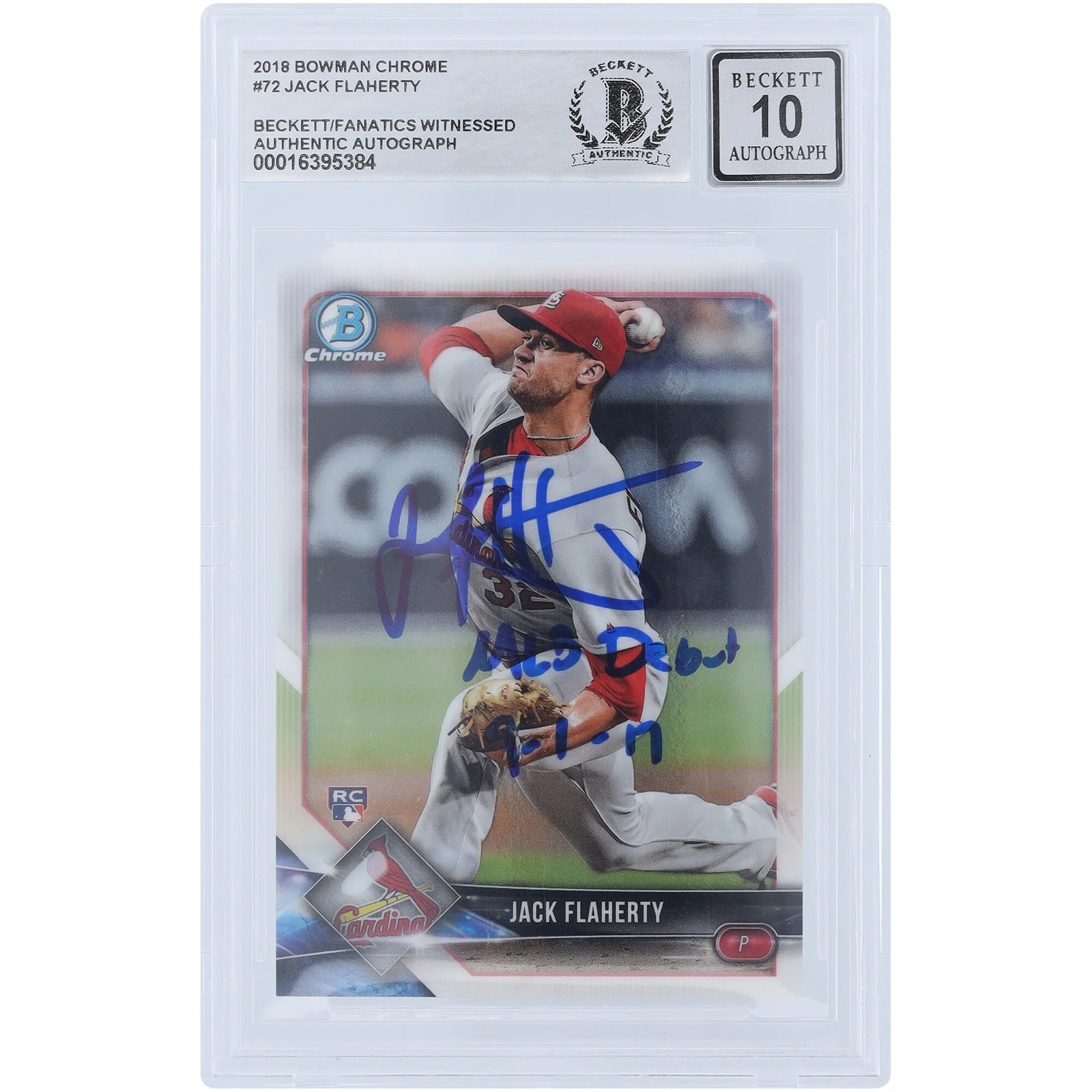 Jack Flaherty Signed 2018 Bowman Chrome #72 Rookie Card | Beckett 10