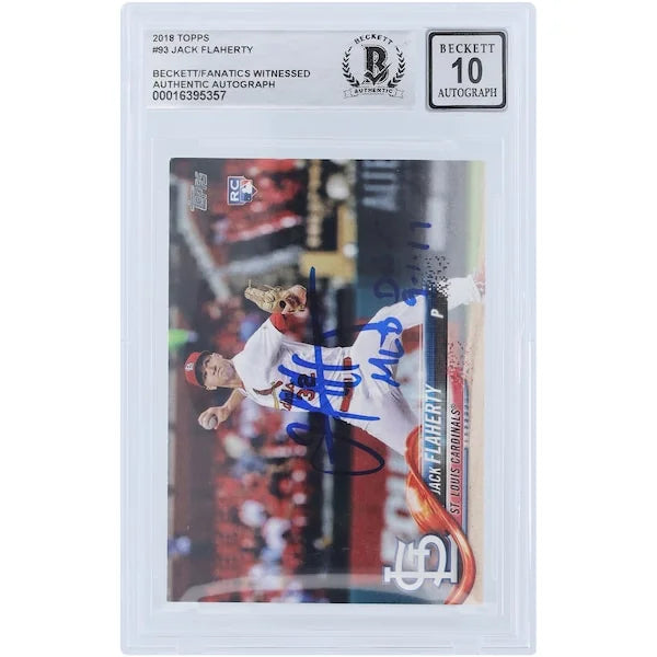 Jack Flaherty Signed 2018 Topps #93 Rookie Card | Graded 10 with MLB Debut Inscription