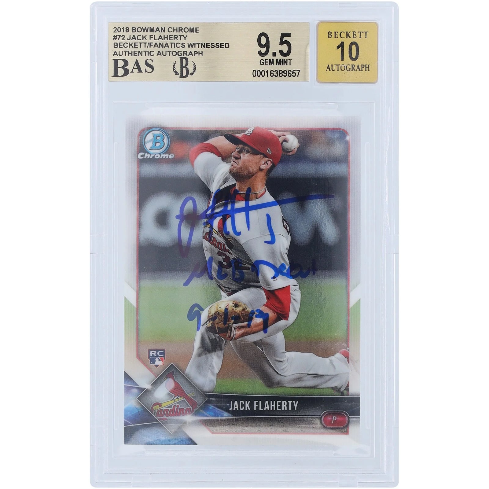 Jack Flaherty Signed 2018 Bowman Chrome #72 Rookie Card | MLB Debut Inscription