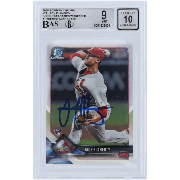 Jack Flaherty Signed 2018 Bowman Chrome #72 Rookie Card | Beckett 9