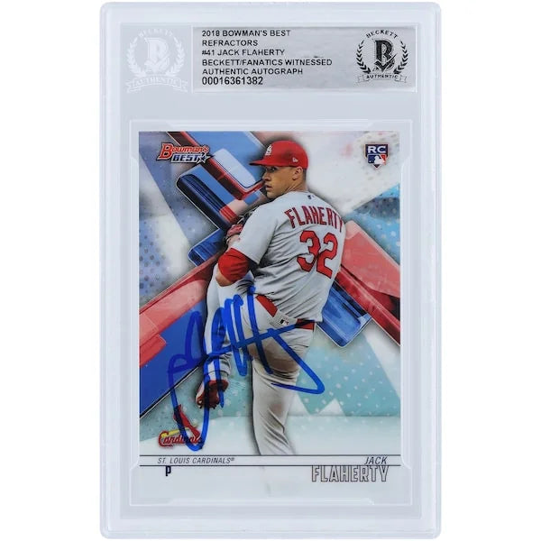 Jack Flaherty Signed 2018 Bowman's Best Refractors #41 Rookie Card | Authenticated