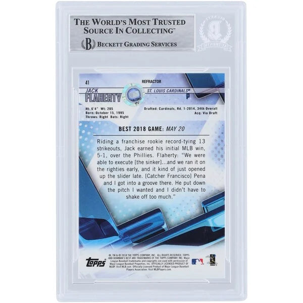 Jack Flaherty Signed 2018 Bowman's Best Refractors #41 Rookie Card | Authenticated