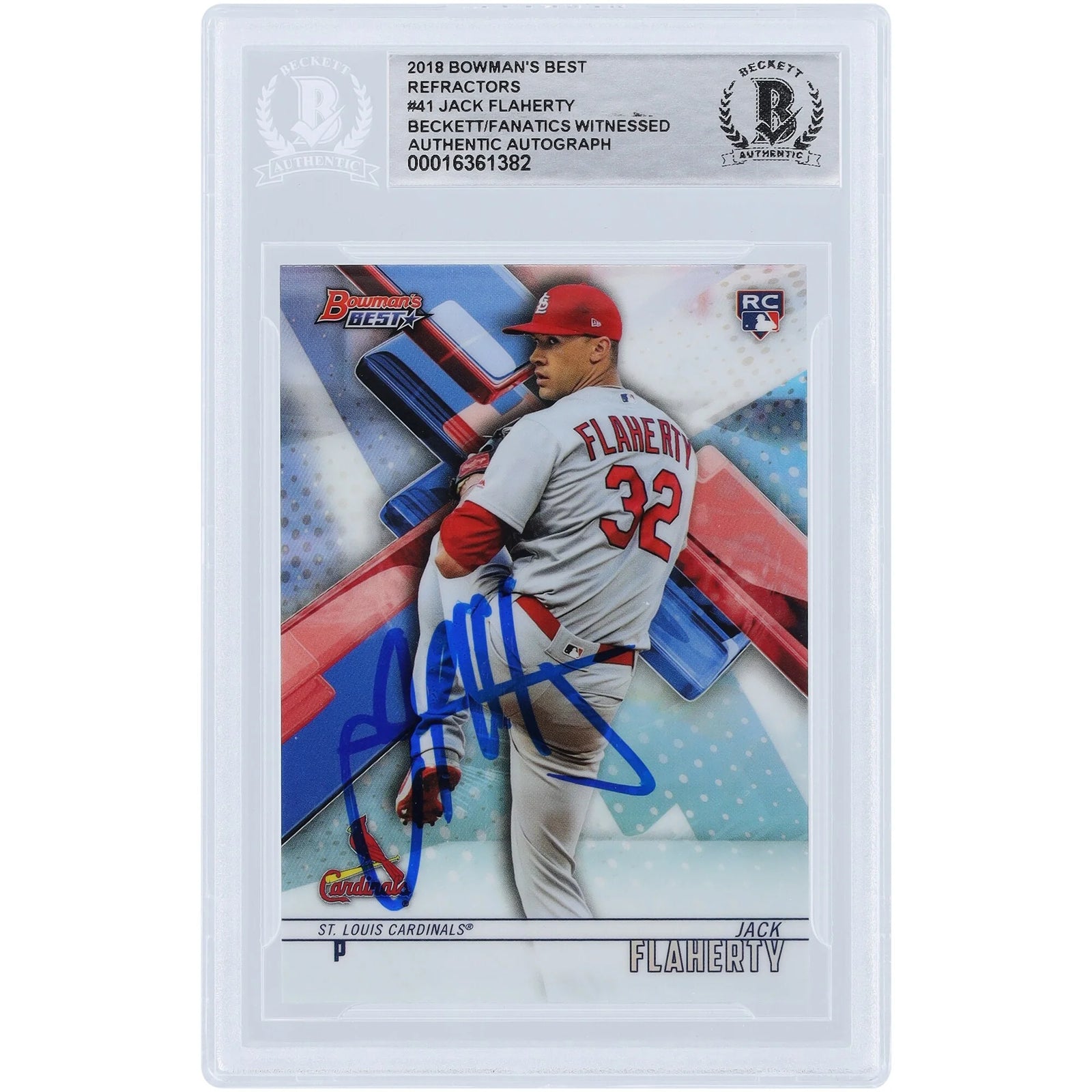Jack Flaherty Signed 2018 Bowman's Best Refractors #41 Rookie Card | Authenticated