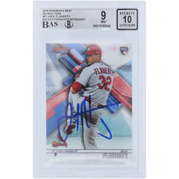 Jack Flaherty Signed 2018 Bowman's Best Refractors #41 Rookie Card | Graded 9