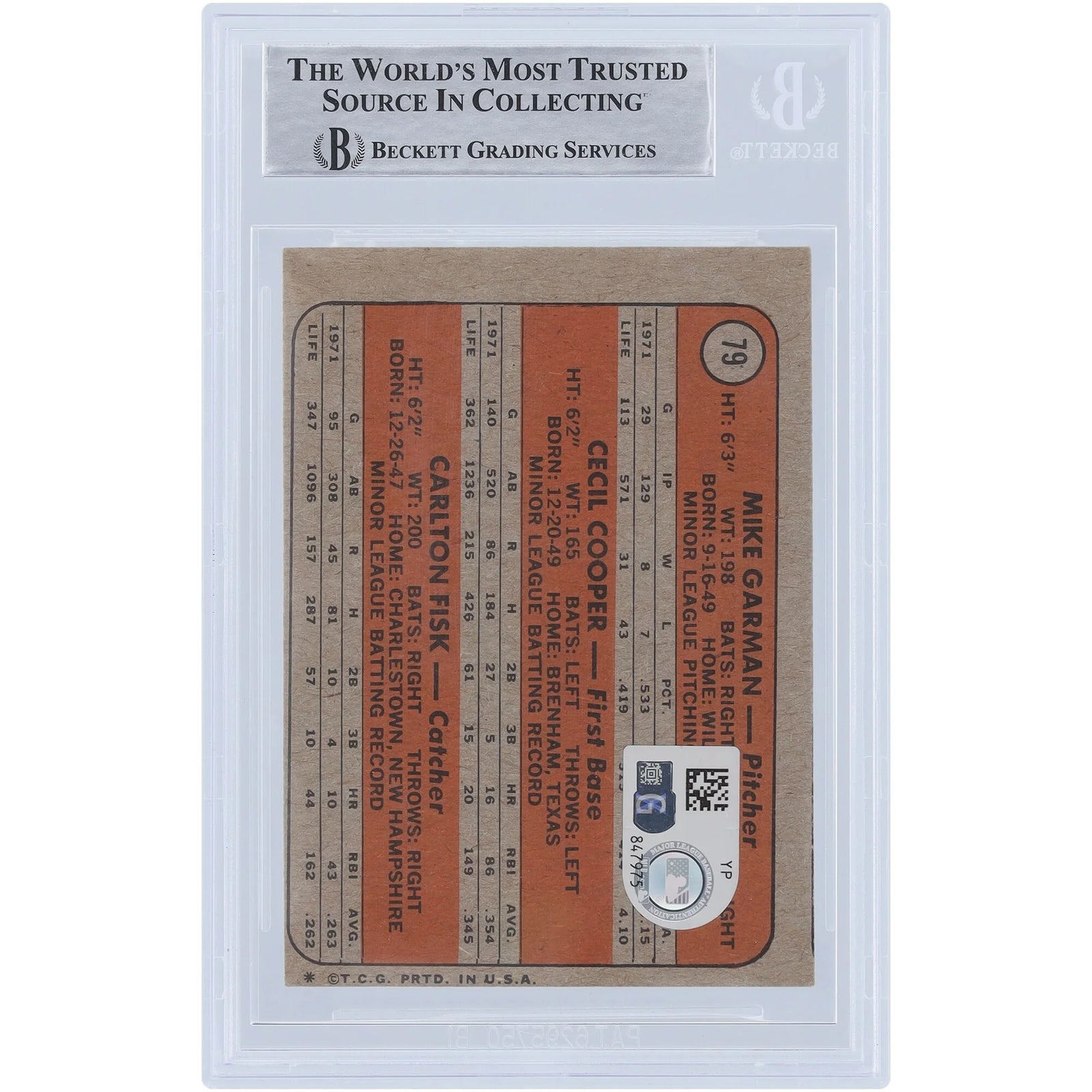 Carlton Fisk Signed 1972 Topps #79 Rookie Card | Beckett Authenticated