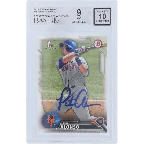 Pete Alonso Signed 2016 Bowman Draft #BD-92 Rookie Card | Beckett Authenticated