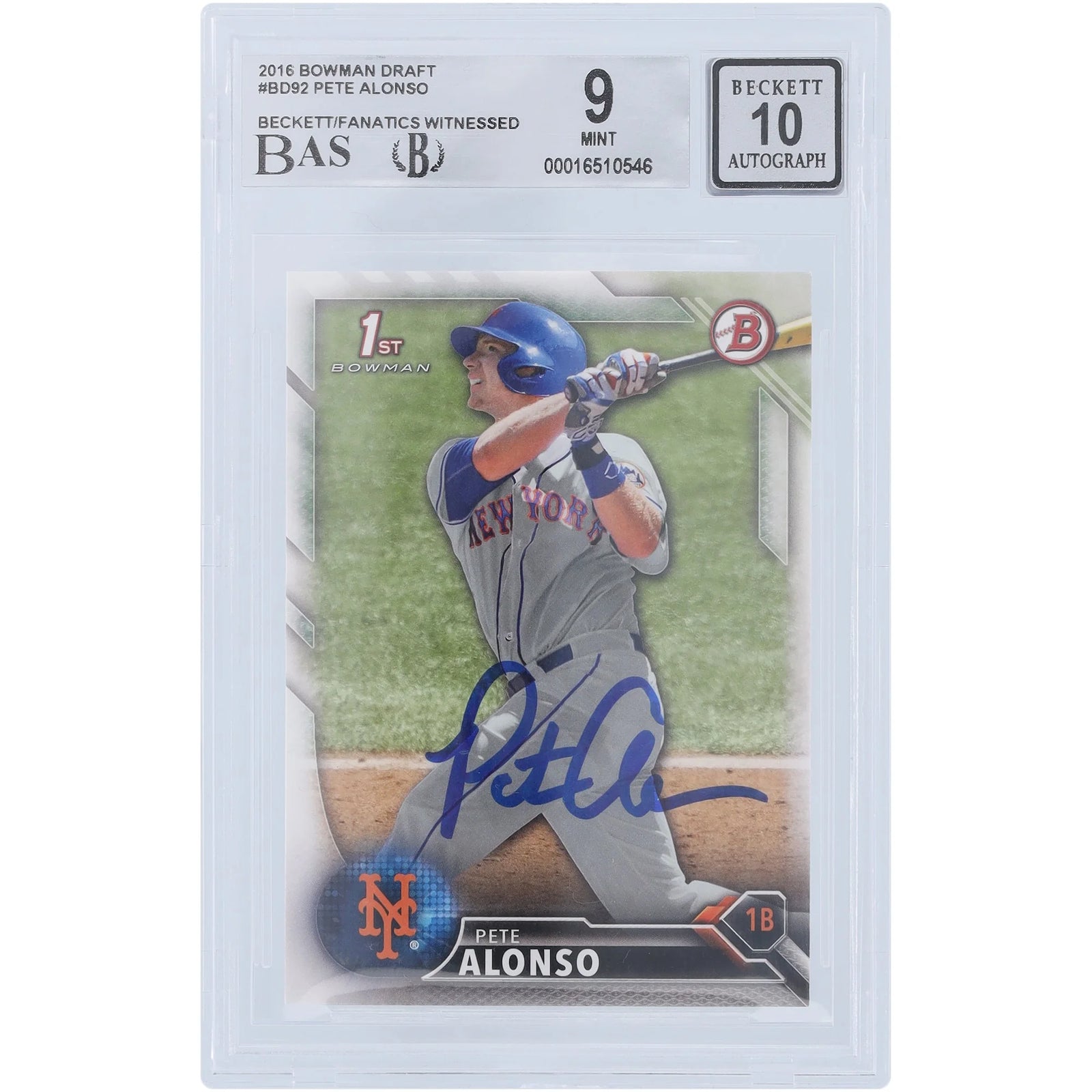 Pete Alonso Signed 2016 Bowman Draft #BD-92 Rookie Card | Beckett Authenticated