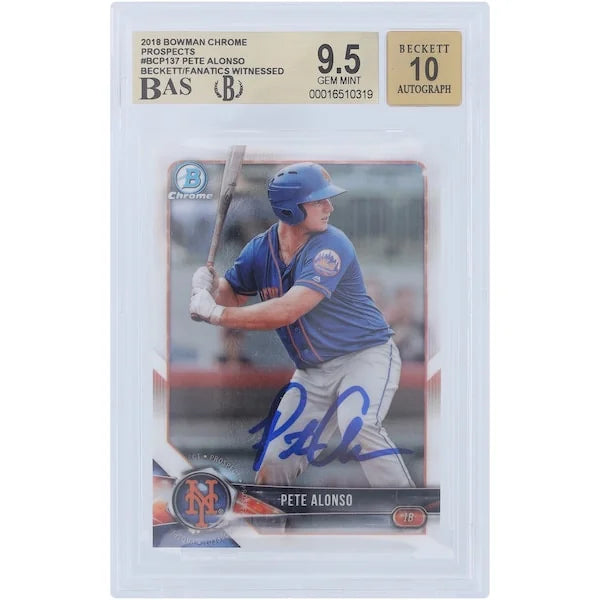 Pete Alonso Signed 2018 Bowman Chrome #BCP-137 Rookie Card | Graded 9.5