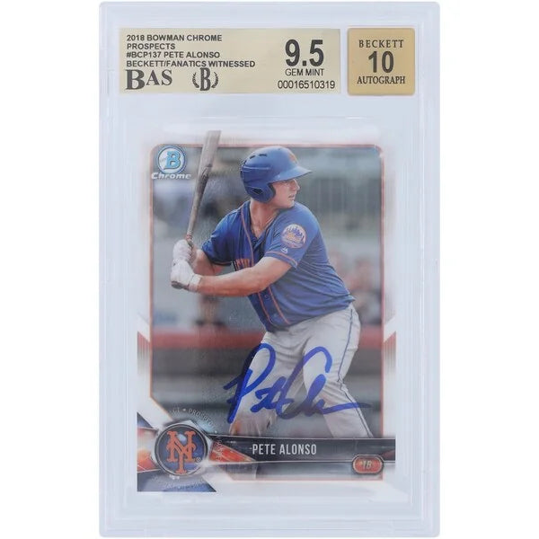 Pete Alonso Signed 2018 Bowman Chrome #BCP-137 Rookie Card | Graded 9.5