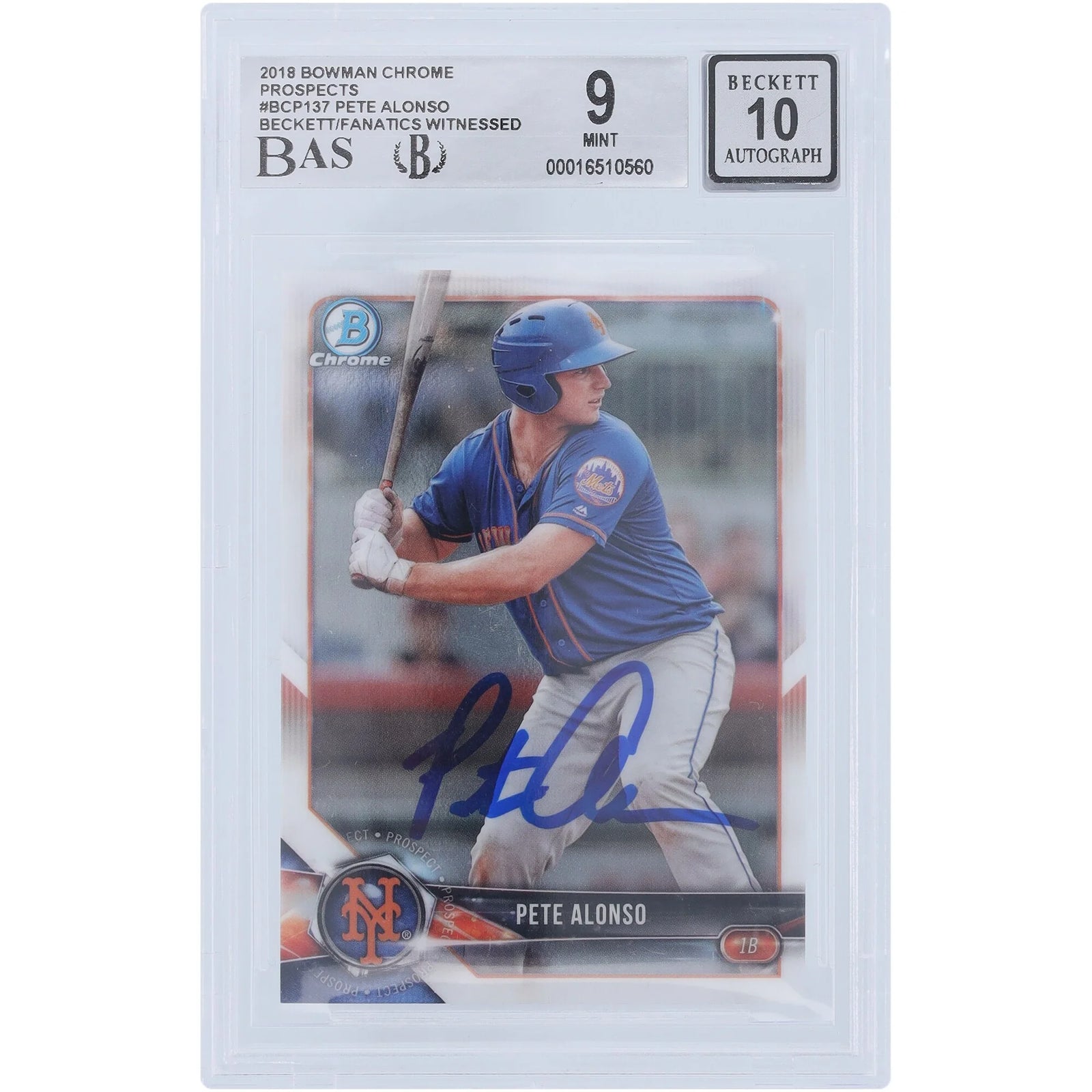 Pete Alonso Signed 2018 Bowman Chrome #BCP-137 Rookie Card | Authenticated