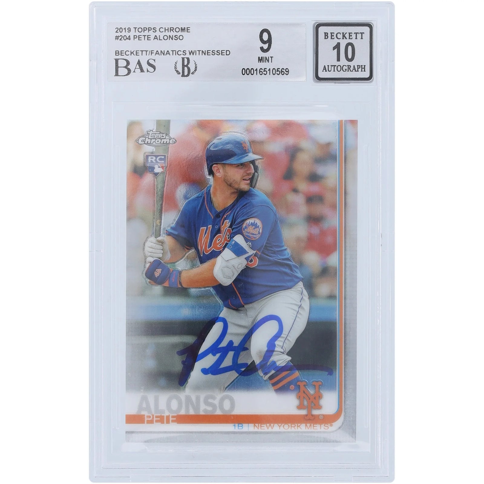 Pete Alonso Signed 2019 Topps Chrome #204 Rookie Card | Beckett Authenticated