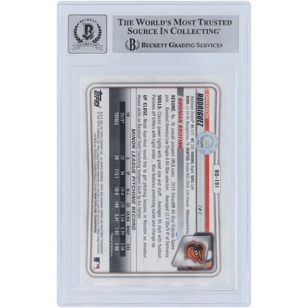 Grayson Rodriguez Signed 2020 Bowman Chrome Draft Sapphire #BD-191 | Beckett Authenticated