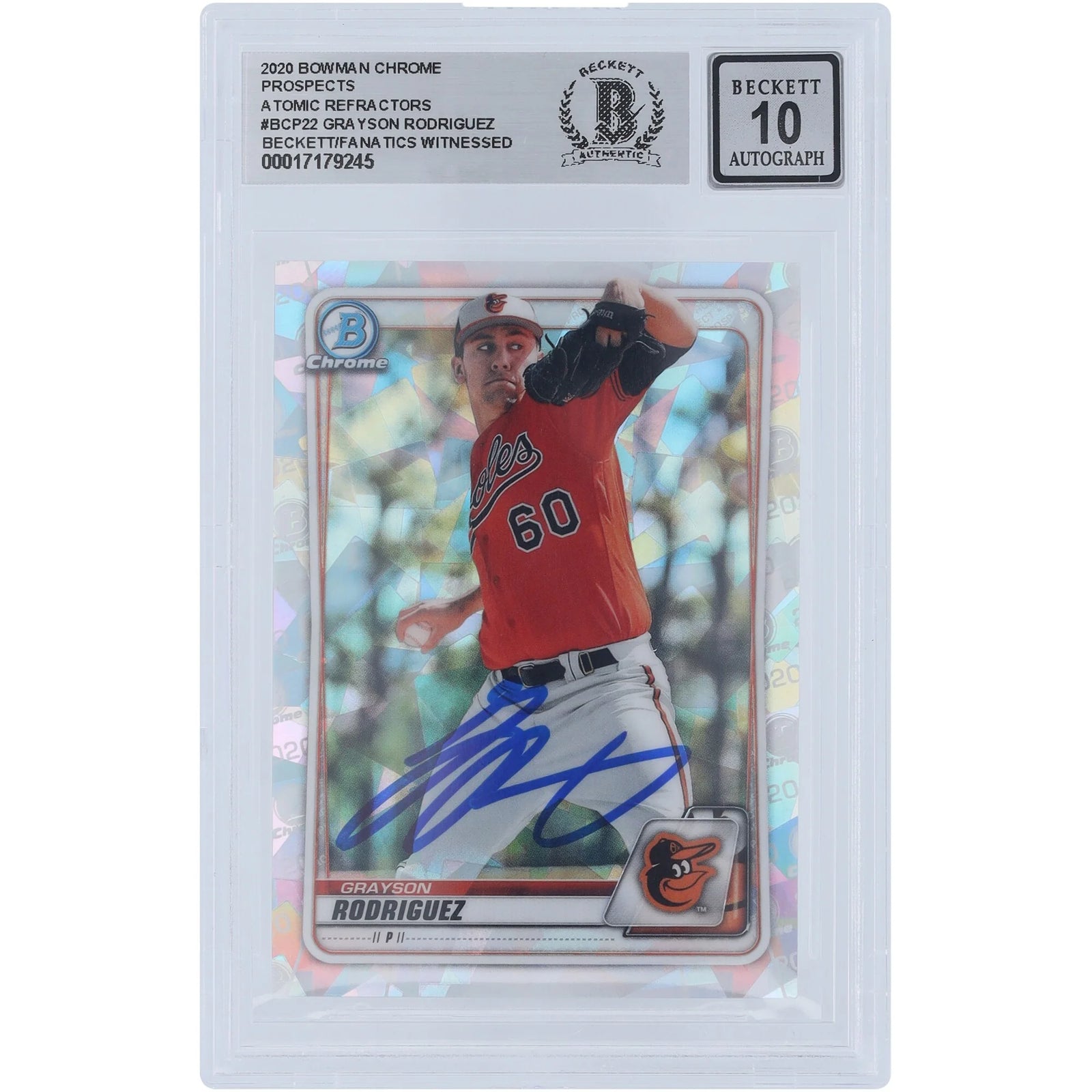 Grayson Rodriguez Signed 2020 Bowman Chrome Prospects Atomic Refractor #BCP-22