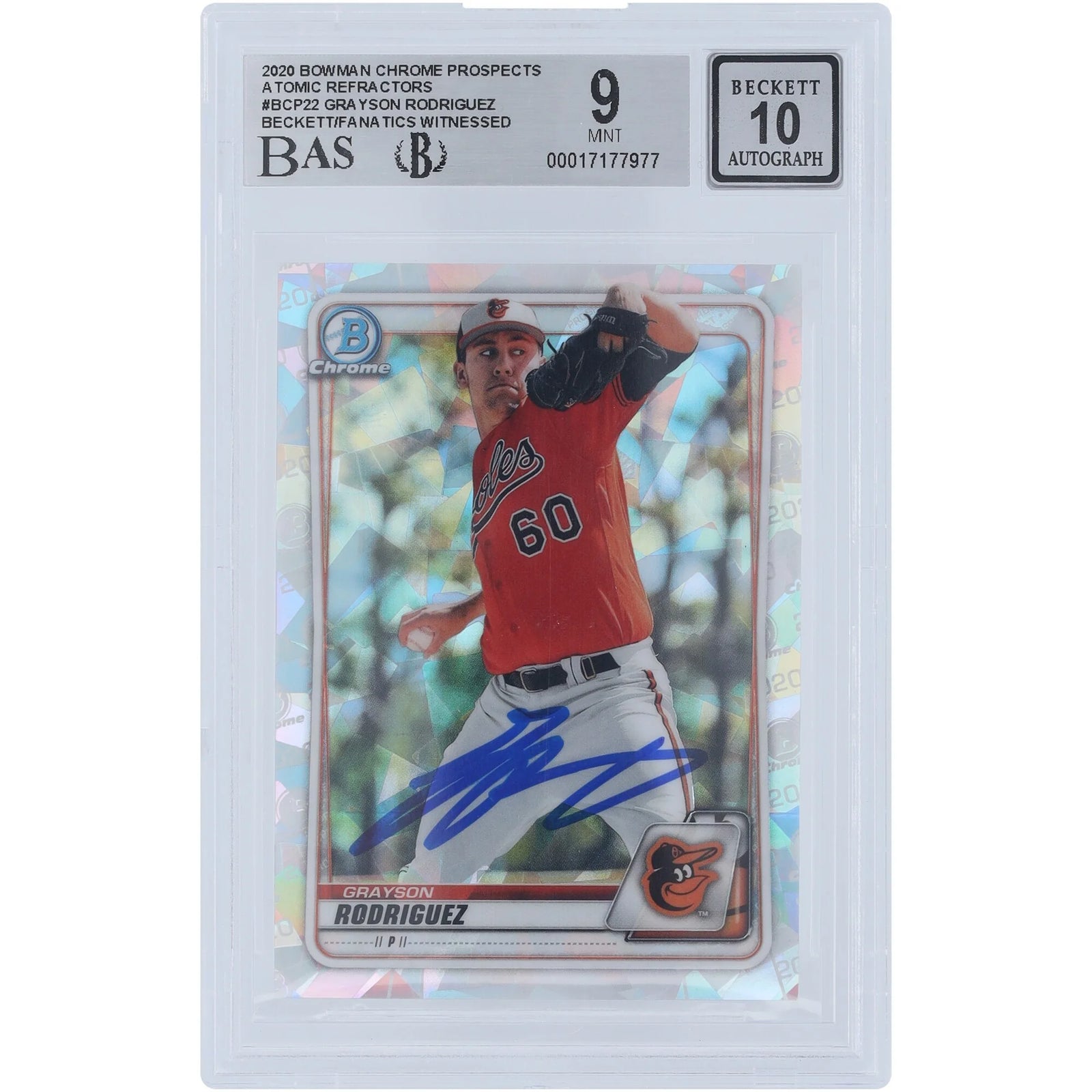 Grayson Rodriguez Signed 2020 Bowman Chrome Prospects Atomic Refractor #BCP-22