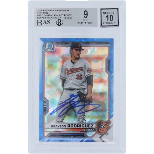 Grayson Rodriguez Signed 2021 Bowman Chrome Draft Sapphire #BDC-136 | Beckett Authenticate