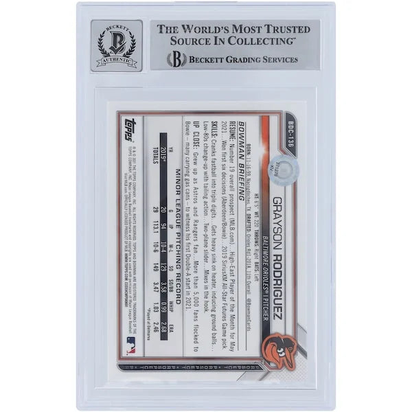 Grayson Rodriguez Signed 2021 Bowman Chrome Draft Sapphire #BDC-136 | Beckett Authenticate