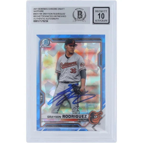 Grayson Rodriguez Signed 2021 Bowman Chrome Draft Sapphire Card | Beckett Authenticated