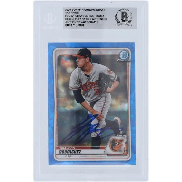 Grayson Rodriguez Baltimore Orioles Autographed 2020 Bowman Chrome Draft Sapphire #BD-191 Beckett Fanatics Witnessed Authenticated Card - F3