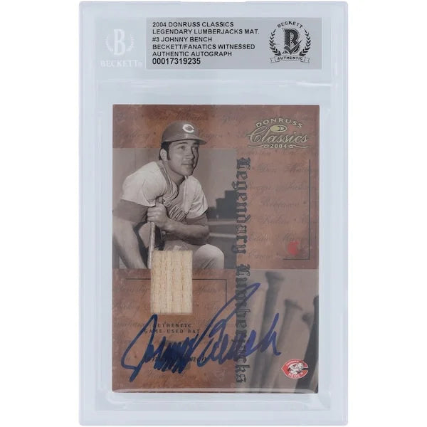 Johnny Bench Signed 2004 Donruss Classics Card | Bat Relic #/100