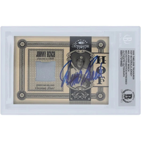 Johnny Bench Signed 2005 Donruss Timeless Treasures HOF Materials Jersey Relic | #/50 Beck