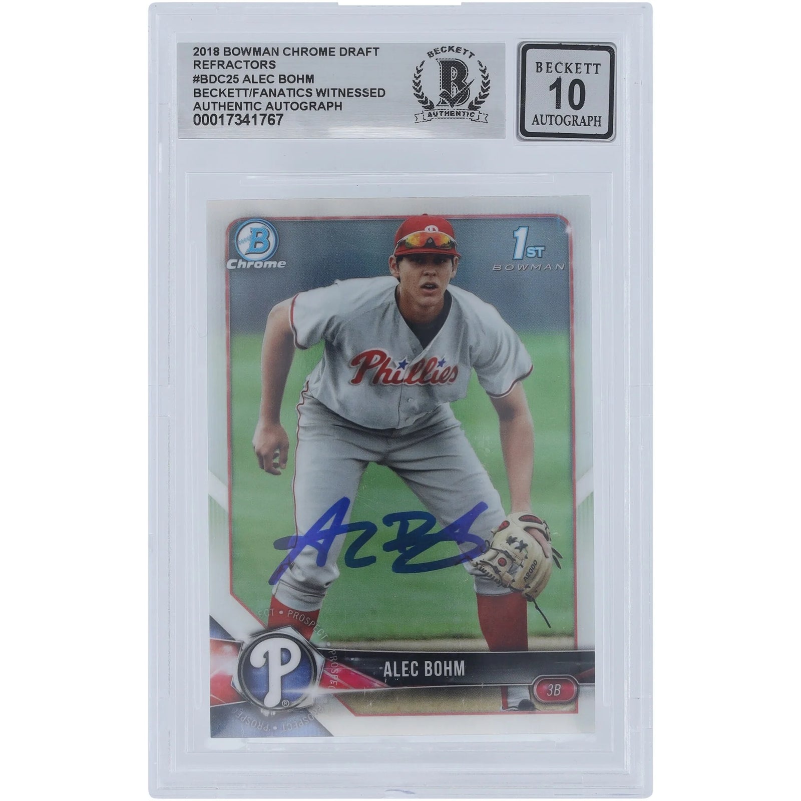 Alec Bohm Signed 2018 Bowman Chrome Draft Refractor #BDC-25 | Graded 10