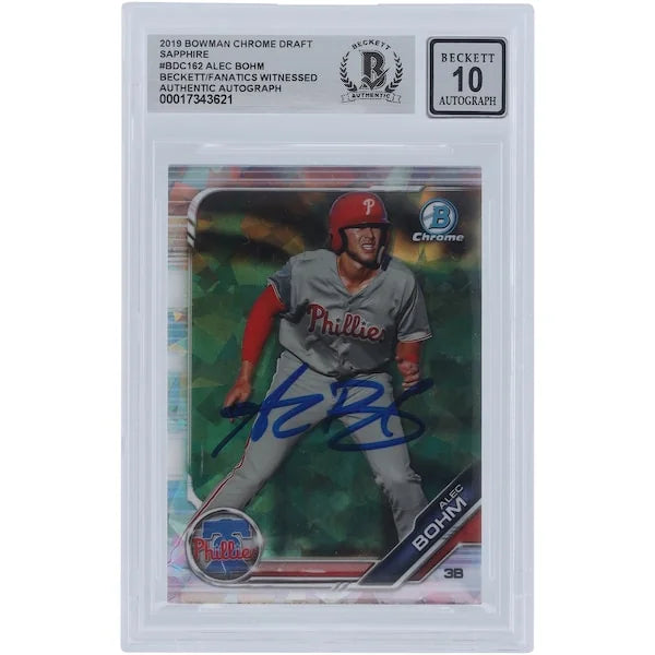 Alec Bohm Signed 2019 Bowman Chrome Draft Sapphire #BDC-162 | Graded 10