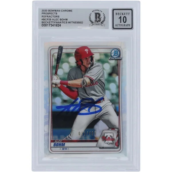 Alec Bohm Signed 2020 Bowman Chrome Prospects Refractor #BCP-29 | Graded 10