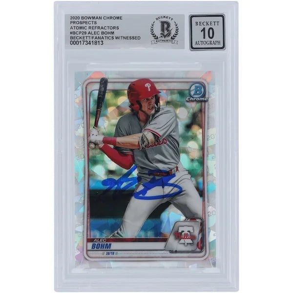 Alec Bohm Signed 2020 Bowman Chrome Prospects Atomic Refractor #BCP-29 | Beckett Authentic