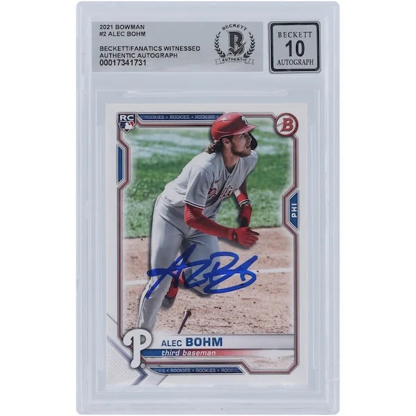 Alec Bohm Signed 2021 Bowman #2 Rookie Card | Beckett Graded 10