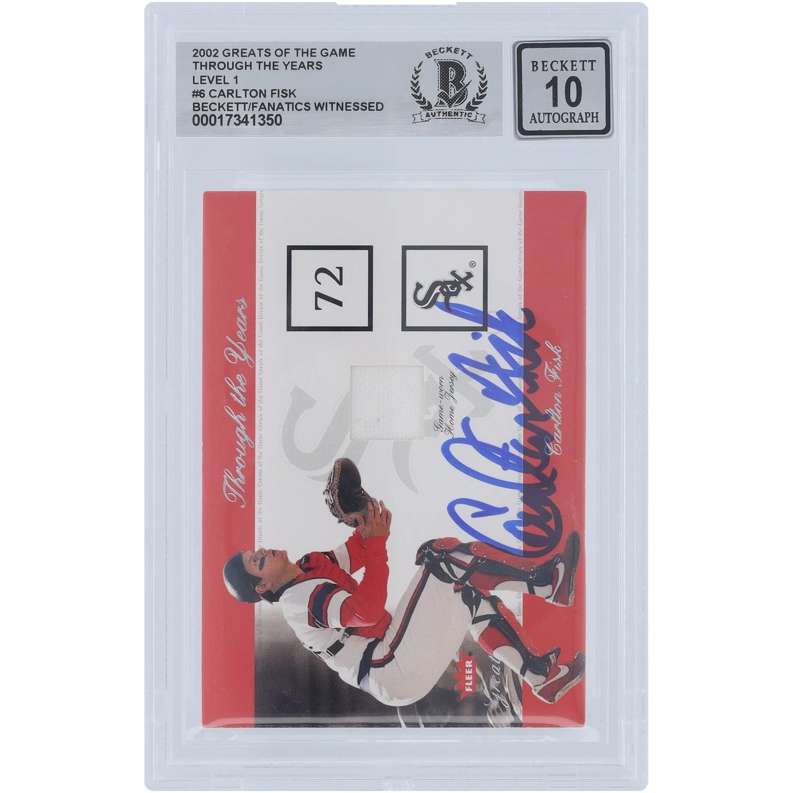 Carlton Fisk Signed 2002 Fleer Greats of the Game Card | Beckett Grade 10