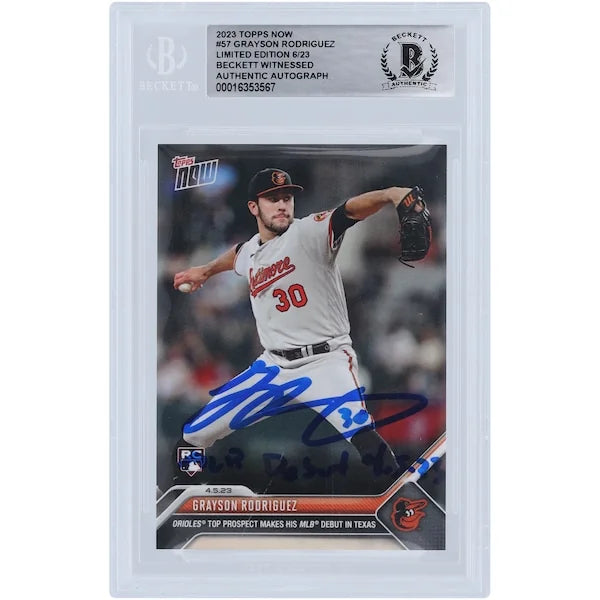 Grayson Rodriguez Signed 2023 Topps Now Rookie Card | MLB Debut Inscription